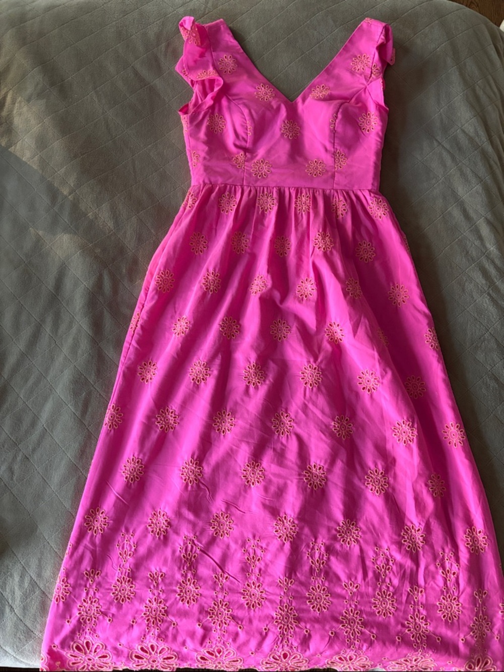 Lilly Pulitzer Hot Pink Eyelet Midi Dress